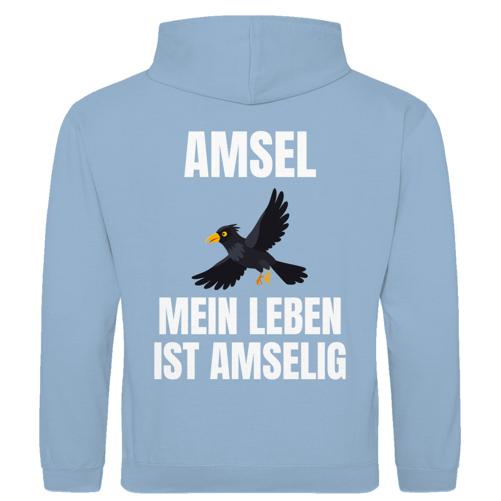 Amsel – mein Leben ist amselig – lustiger Hoodie (Backprint)