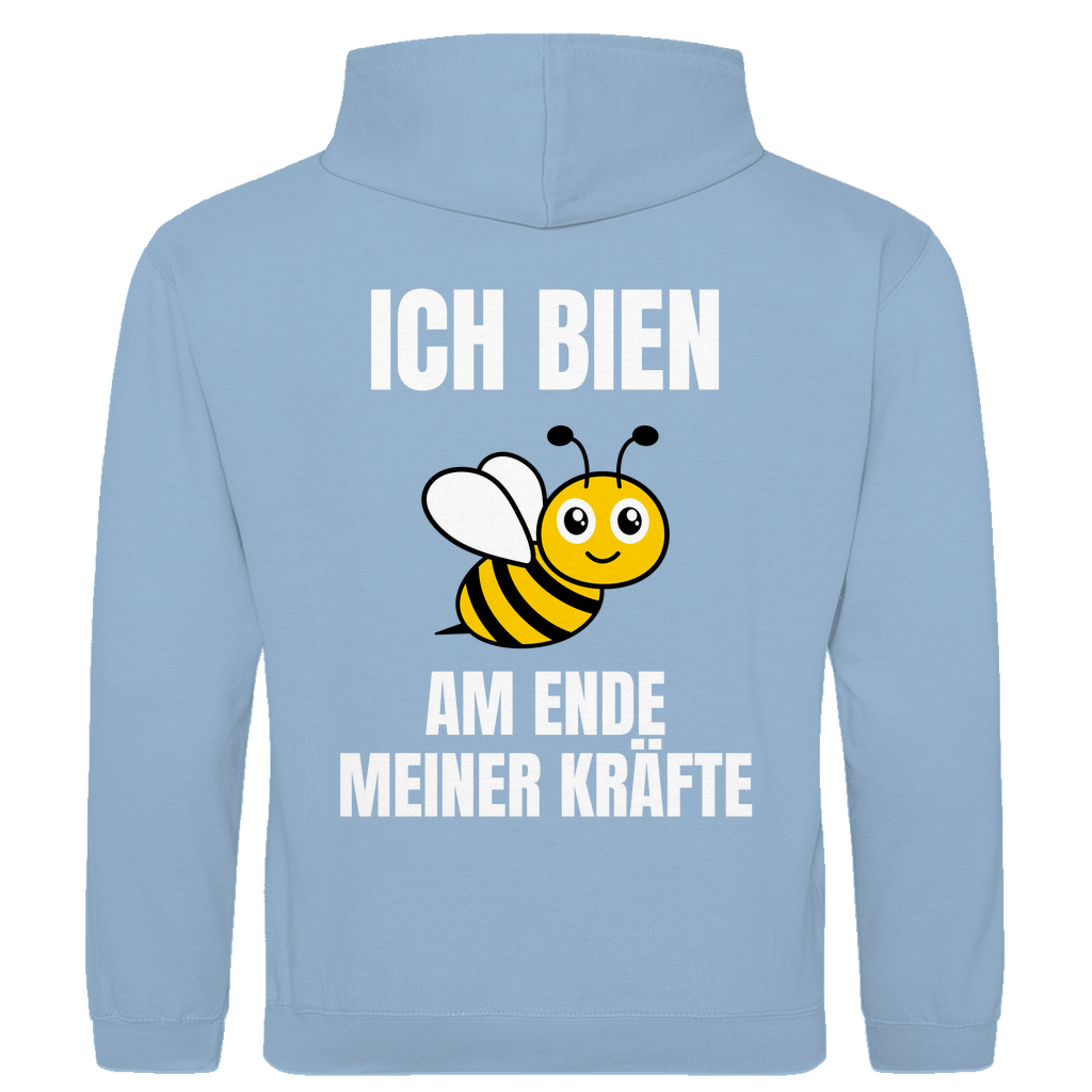 Ich bien am Ende meiner Kräfte – lustiger Hoodie (Backprint)