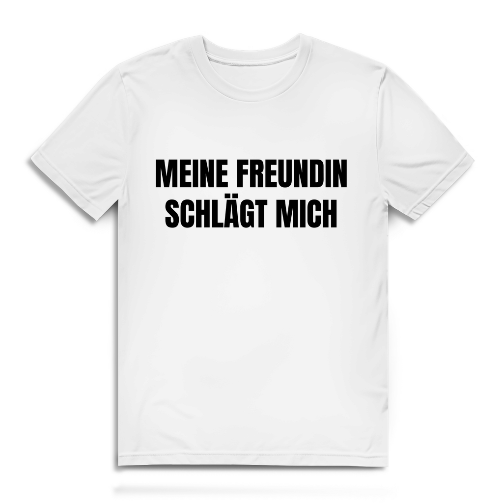 Meine Freundin schlägt mich – lustiges Premium T-Shirt