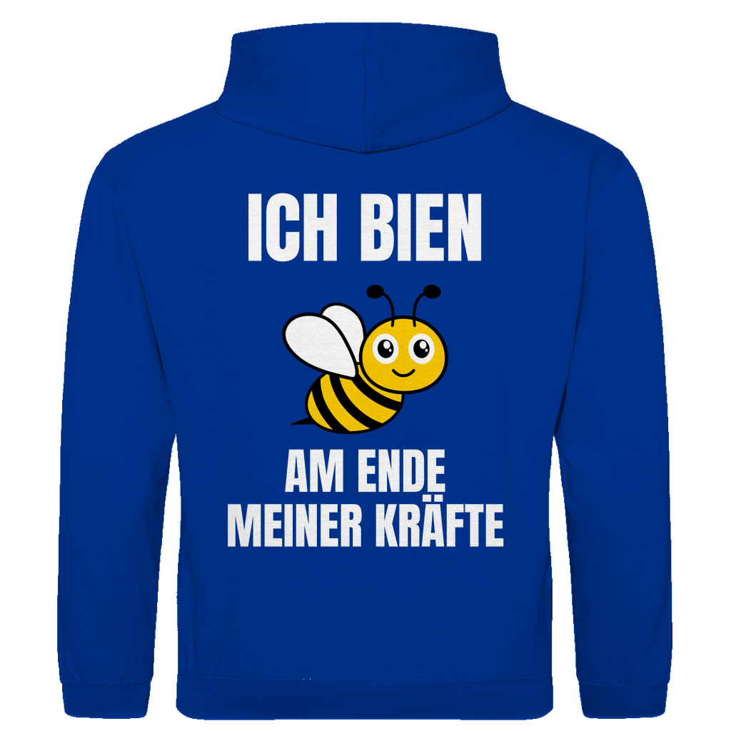 Ich bien am Ende meiner Kräfte – lustiger Hoodie (Backprint)
