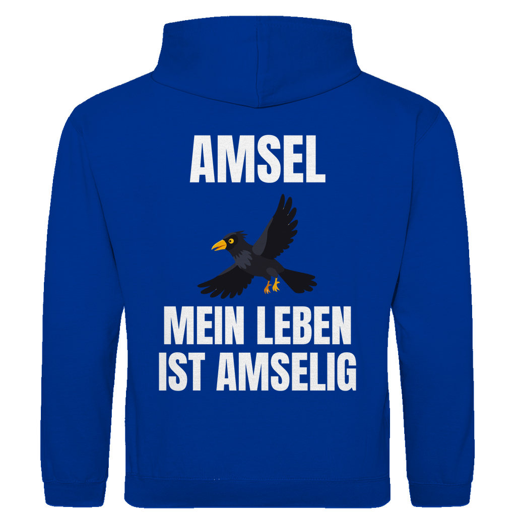 Amsel – mein Leben ist amselig – lustiger Hoodie (Backprint)