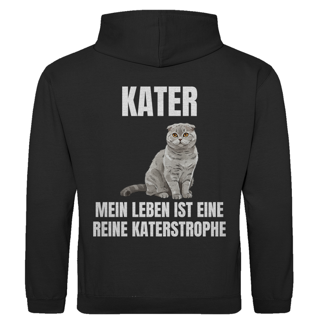 Kater – Mein Leben ist eine reine Katerstrophe – lustiger Hoodie (Backprint)