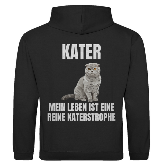 Kater – Mein Leben ist eine reine Katerstrophe – lustiger Hoodie (Backprint)