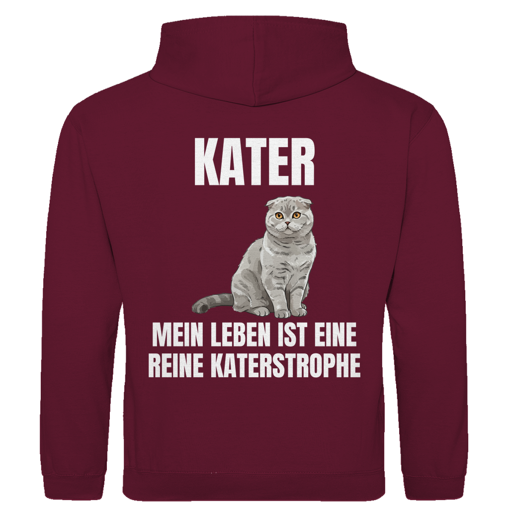 Kater – Mein Leben ist eine reine Katerstrophe – lustiger Hoodie (Backprint)