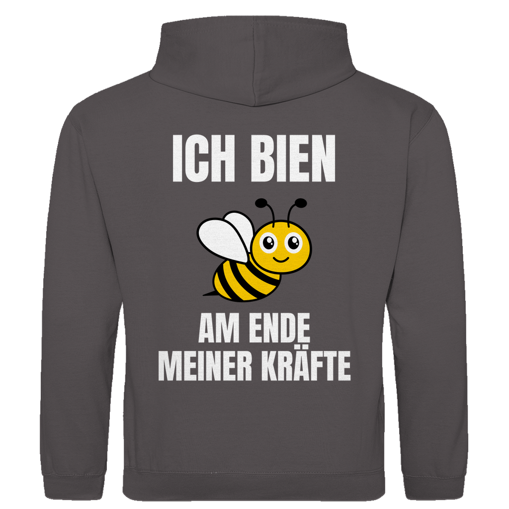 Ich bien am Ende meiner Kräfte – lustiger Hoodie (Backprint)