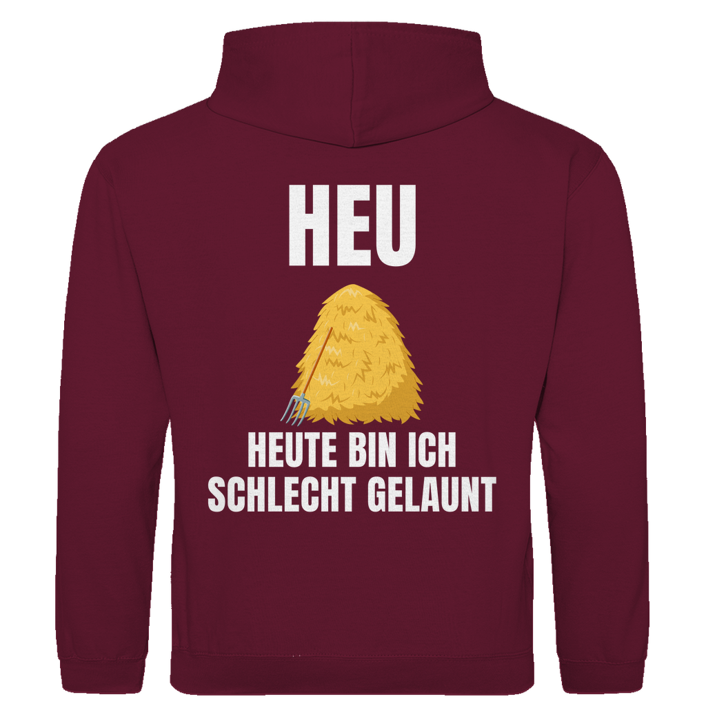 Heu – Heute bin ich schlecht gelaunt – lustiger Hoodie (Backprint)