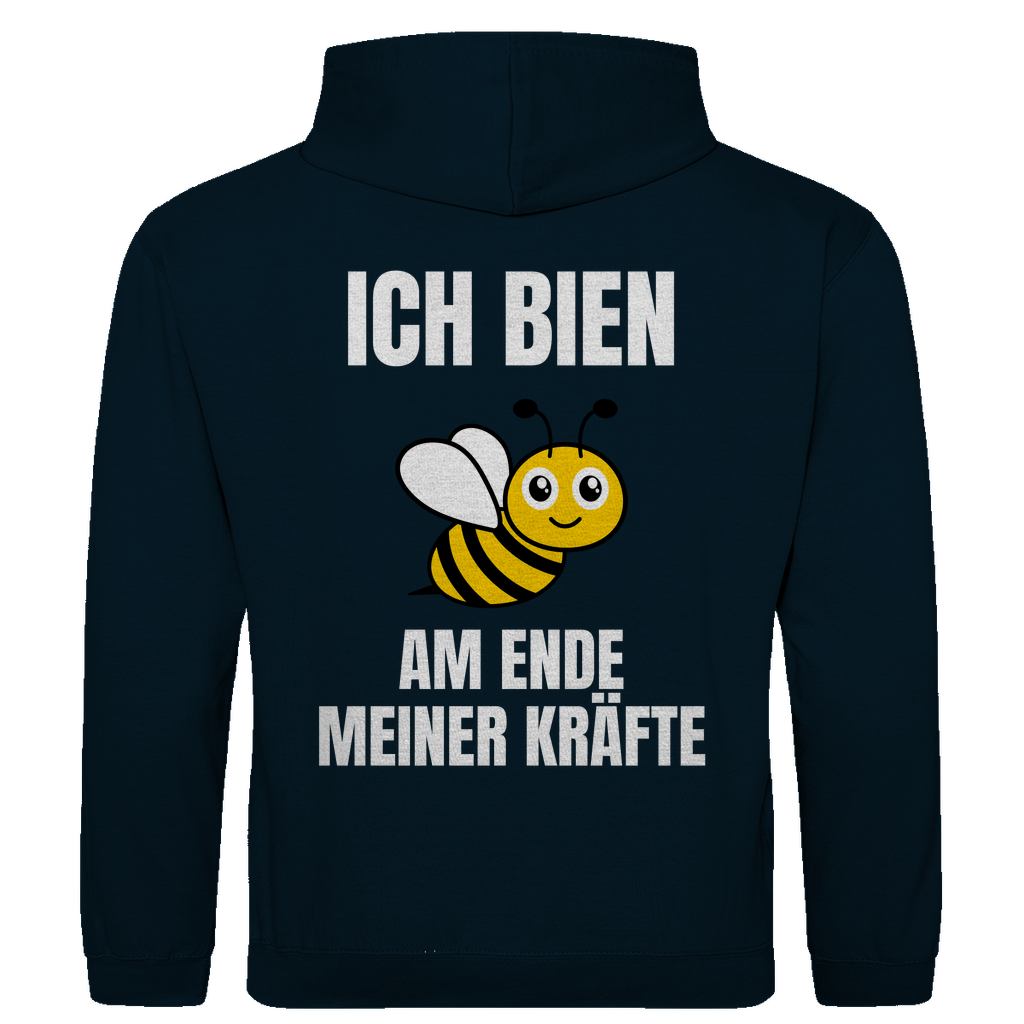 Ich bien am Ende meiner Kräfte – lustiger Hoodie (Backprint)