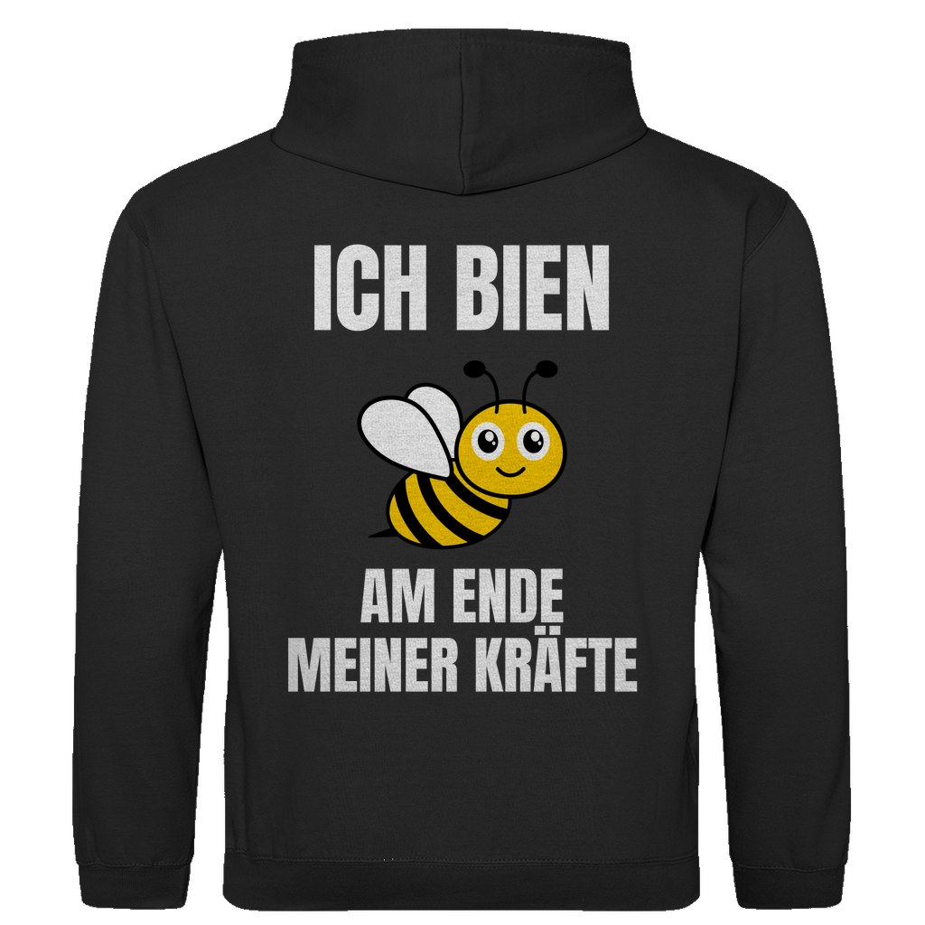 Ich bien am Ende meiner Kräfte – lustiger Hoodie (Backprint)