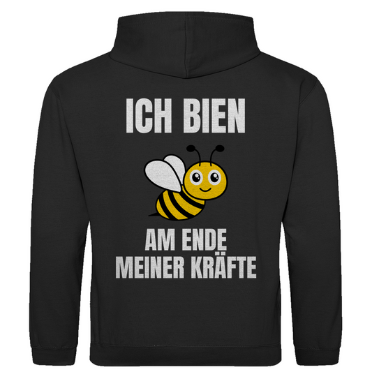 Ich bien am Ende meiner Kräfte – lustiger Hoodie (Backprint)