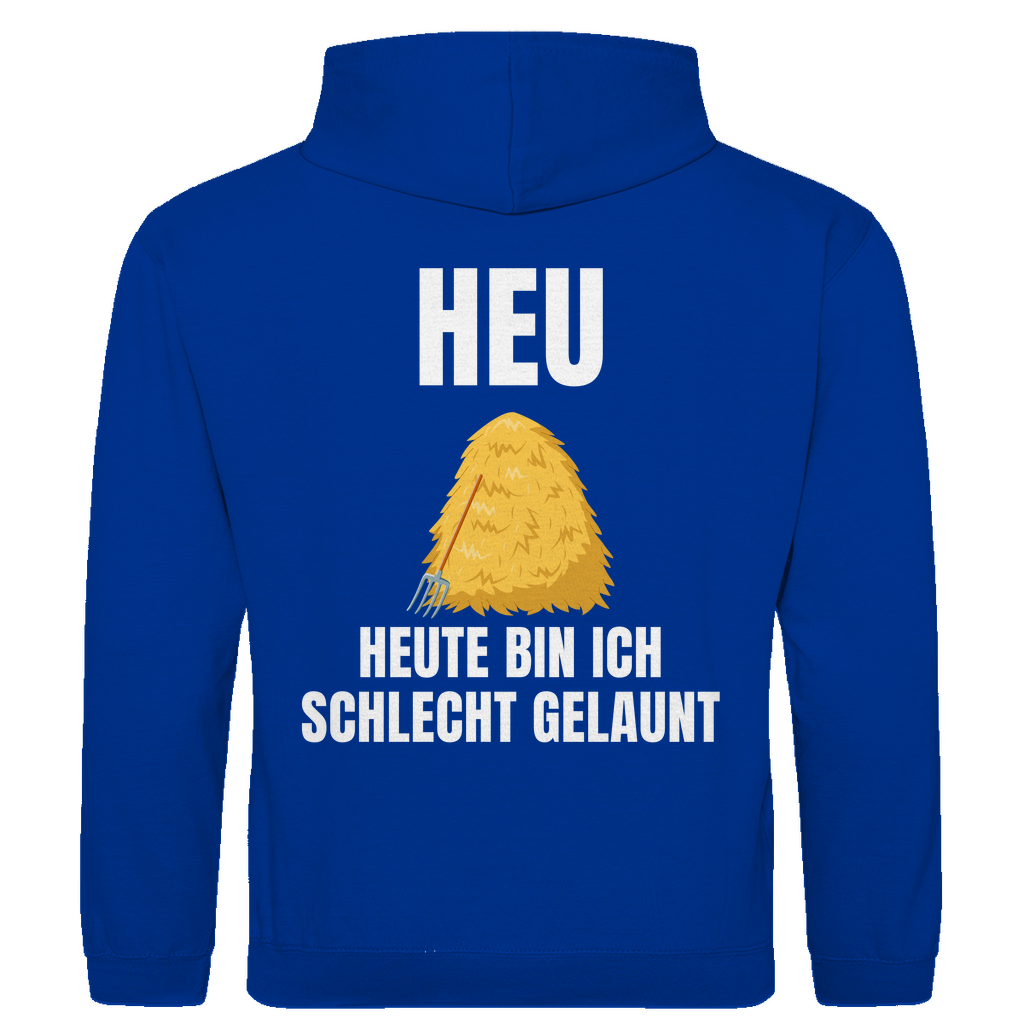 Heu – Heute bin ich schlecht gelaunt – lustiger Hoodie (Backprint)