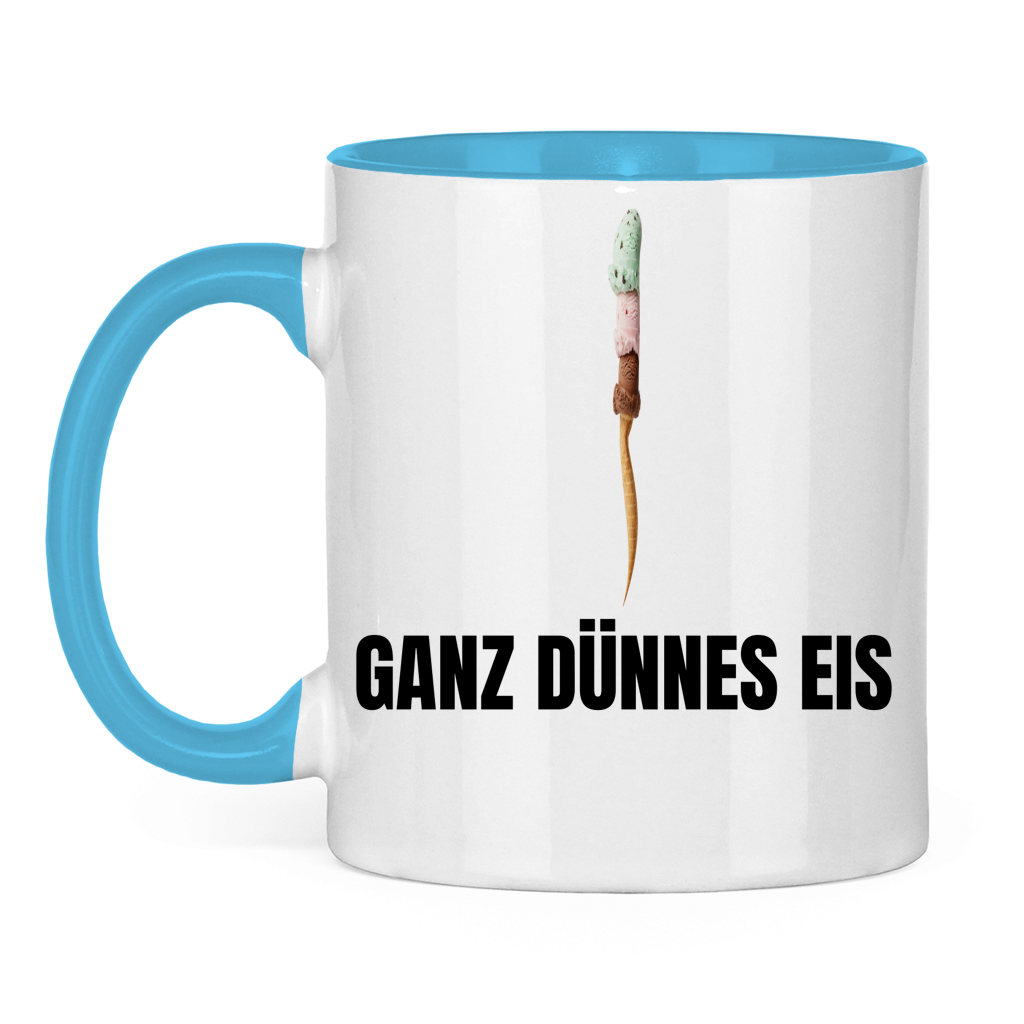 Ganz dünnes Eis – Vorsicht, Humor! – lustige Tasse