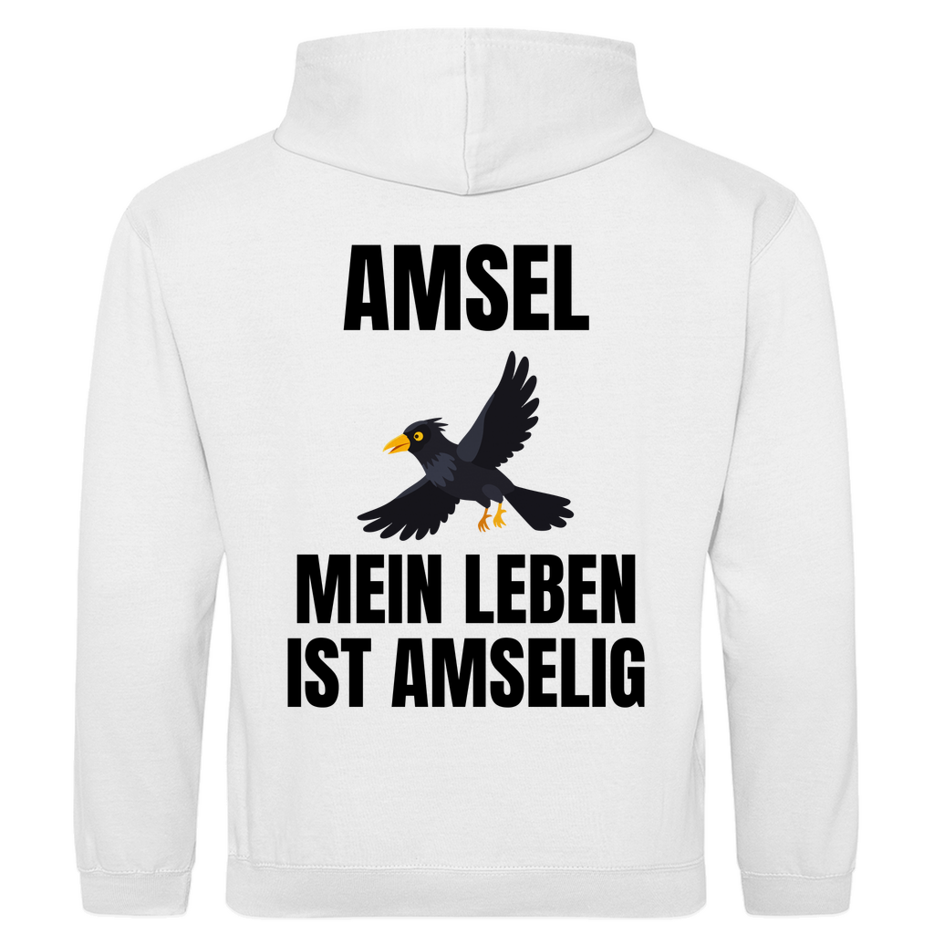 Amsel – mein Leben ist amselig – lustiger Hoodie (Backprint)