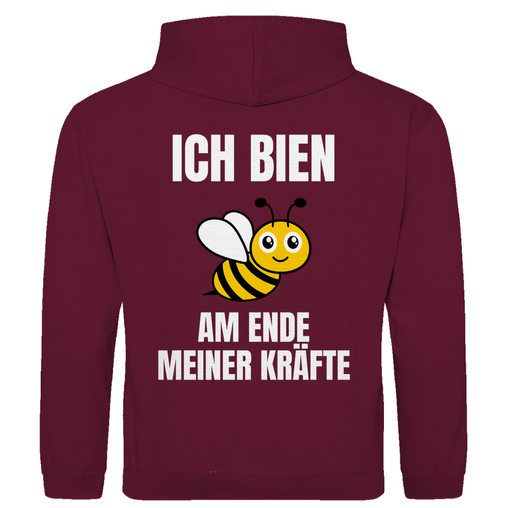 Ich bien am Ende meiner Kräfte – lustiger Hoodie (Backprint)