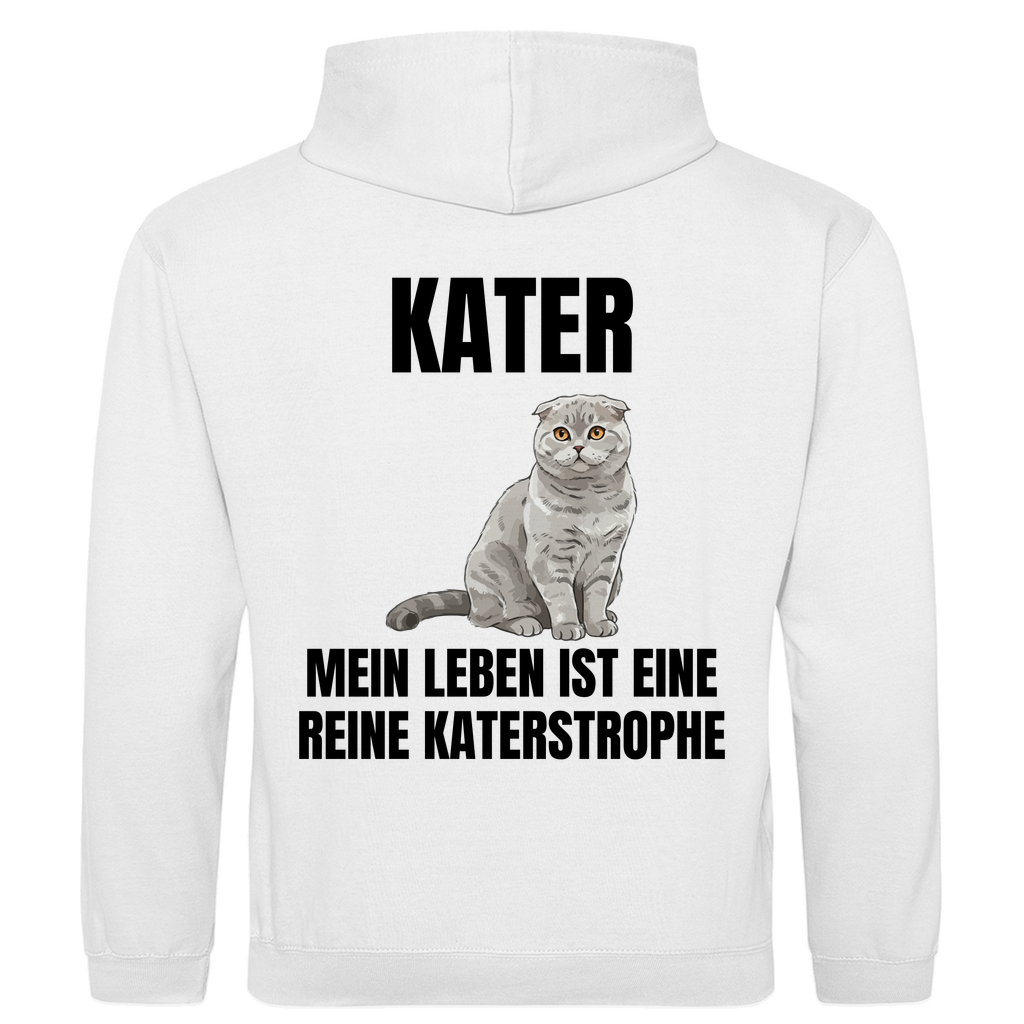 Kater – Mein Leben ist eine reine Katerstrophe – lustiger Hoodie (Backprint)