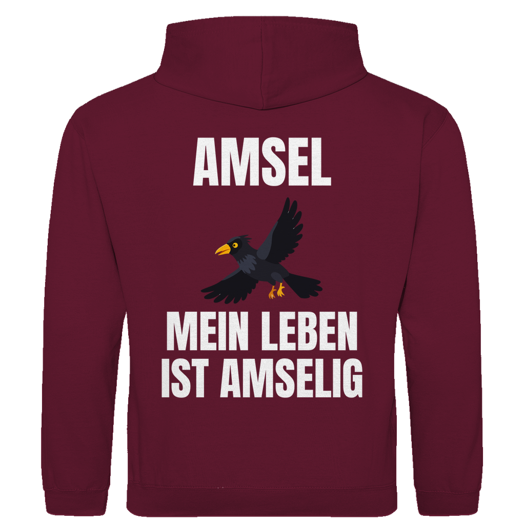 Amsel – mein Leben ist amselig – lustiger Hoodie (Backprint)