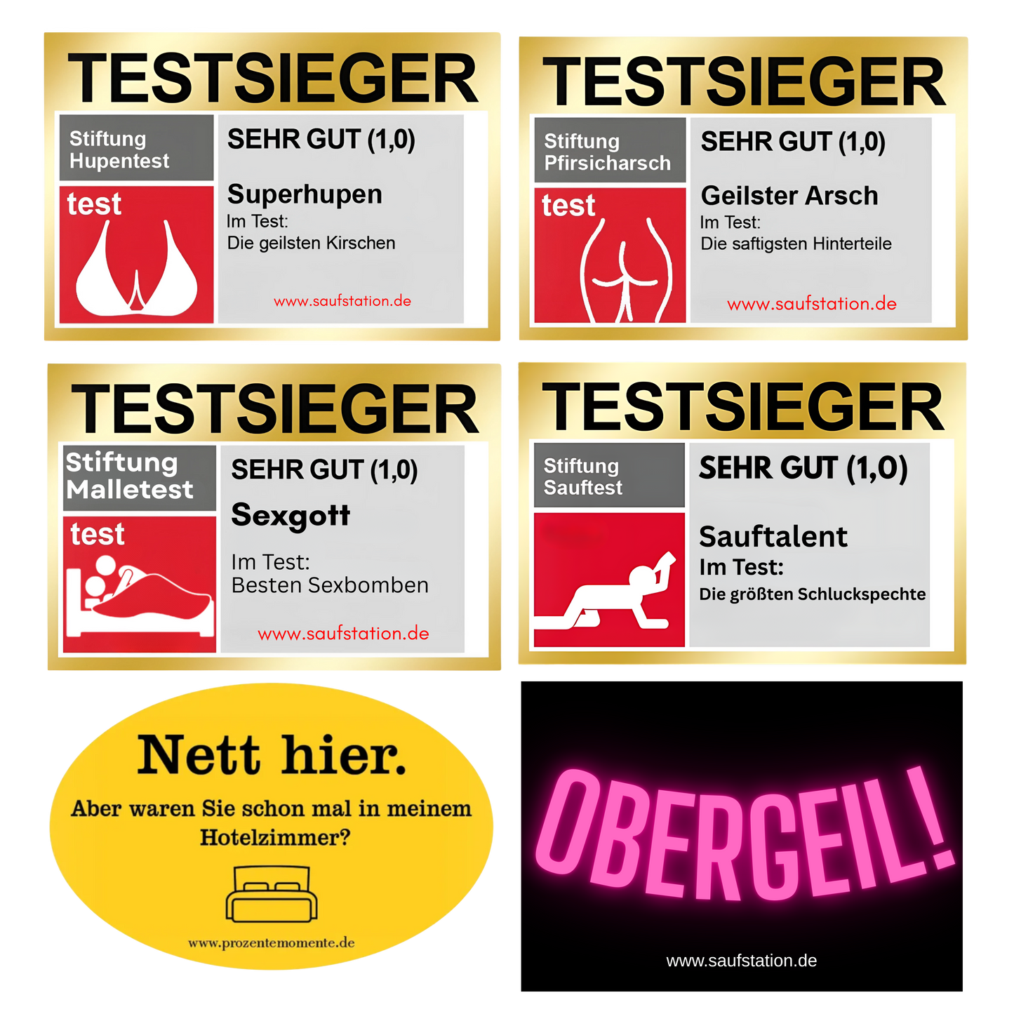 Lustige Sticker | Malle, Festival, Party – 6 Motive