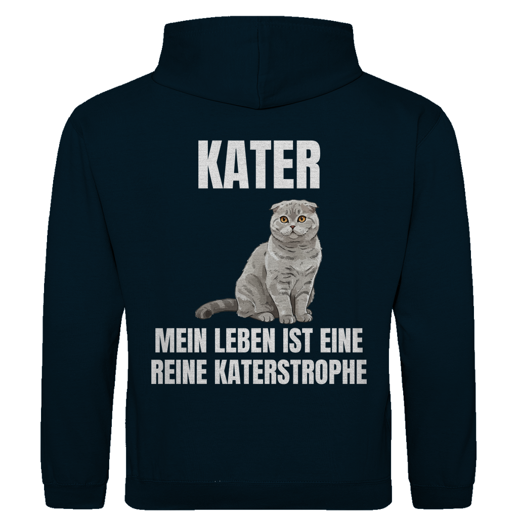 Kater – Mein Leben ist eine reine Katerstrophe – lustiger Hoodie (Backprint)