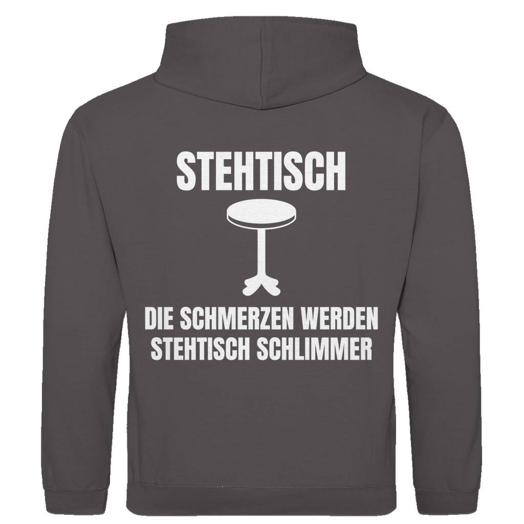 Stehtisch – die Schmerzen werden stehtisch schlimmer – lustiger Hoodie (Backprint)