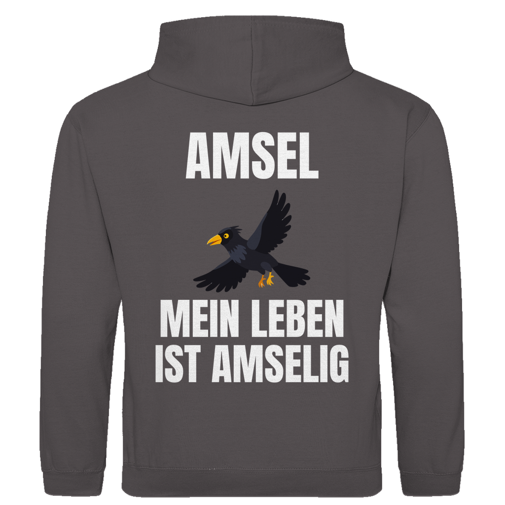 Amsel – mein Leben ist amselig – lustiger Hoodie (Backprint)