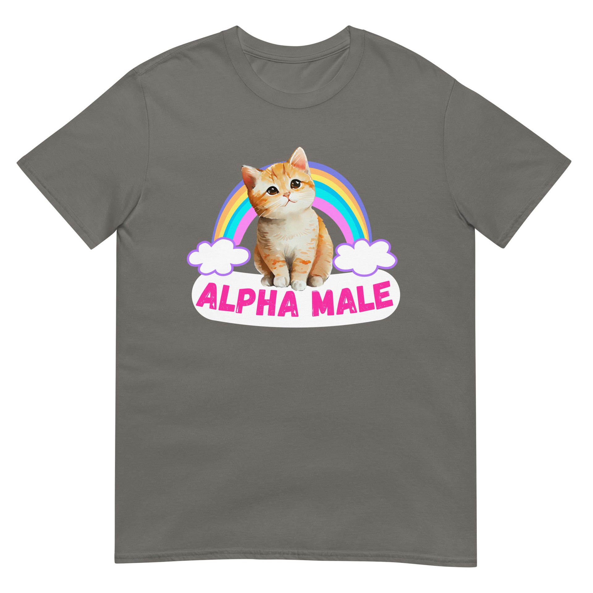 Kitten Funny Alpha Male Kitten Shirt Alpha Male, Novelty T-shirt, Funny Meme,  Kitten And Rainbow
